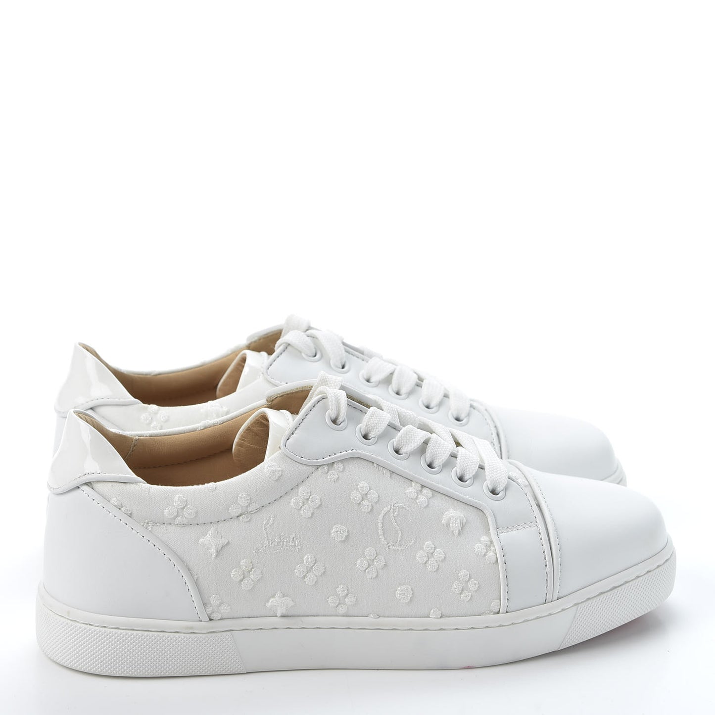 Patent Calfskin Embroidered Womens Vieira Flat Sneakers 38.5 White