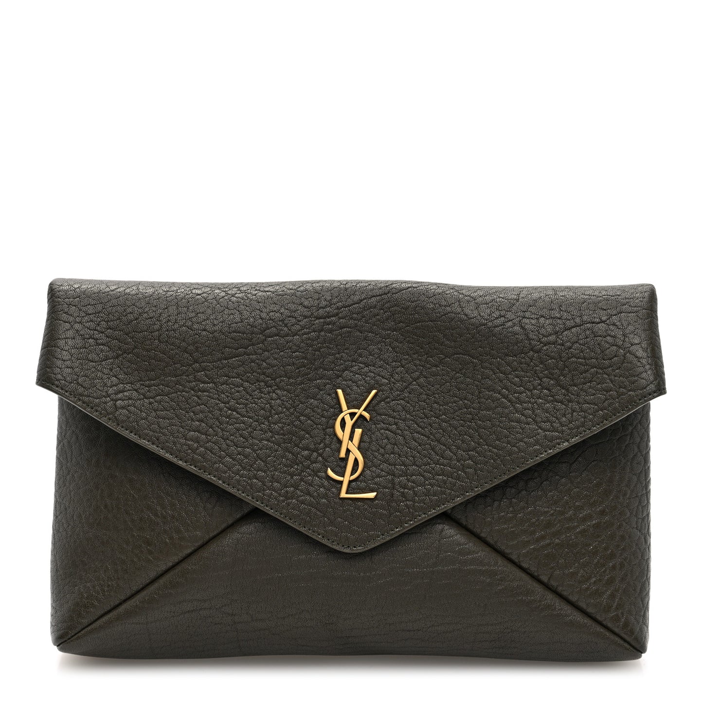 Grained Lambskin Large Cassandre Envelope Pouch Light Musk