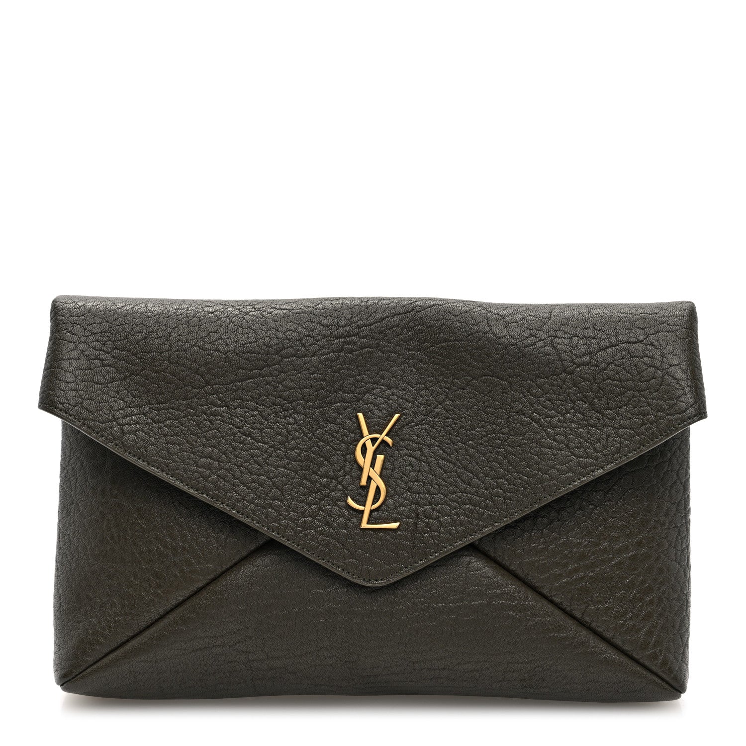 Saint Laurent Grained Lambskin Large Cassandre Envelope Pouch Light Musk 1 of 6