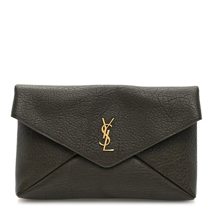 Saint Laurent Grained Lambskin Large Cassandre Envelope Pouch Light Musk 1 of 6