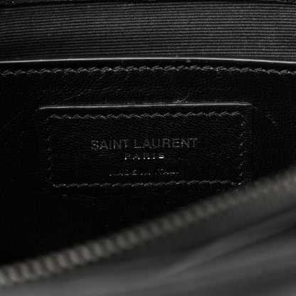 Saint Laurent Sheepskin Matelasse Chevron Monogram Monochrome Medium College Bag Black 6 of 12