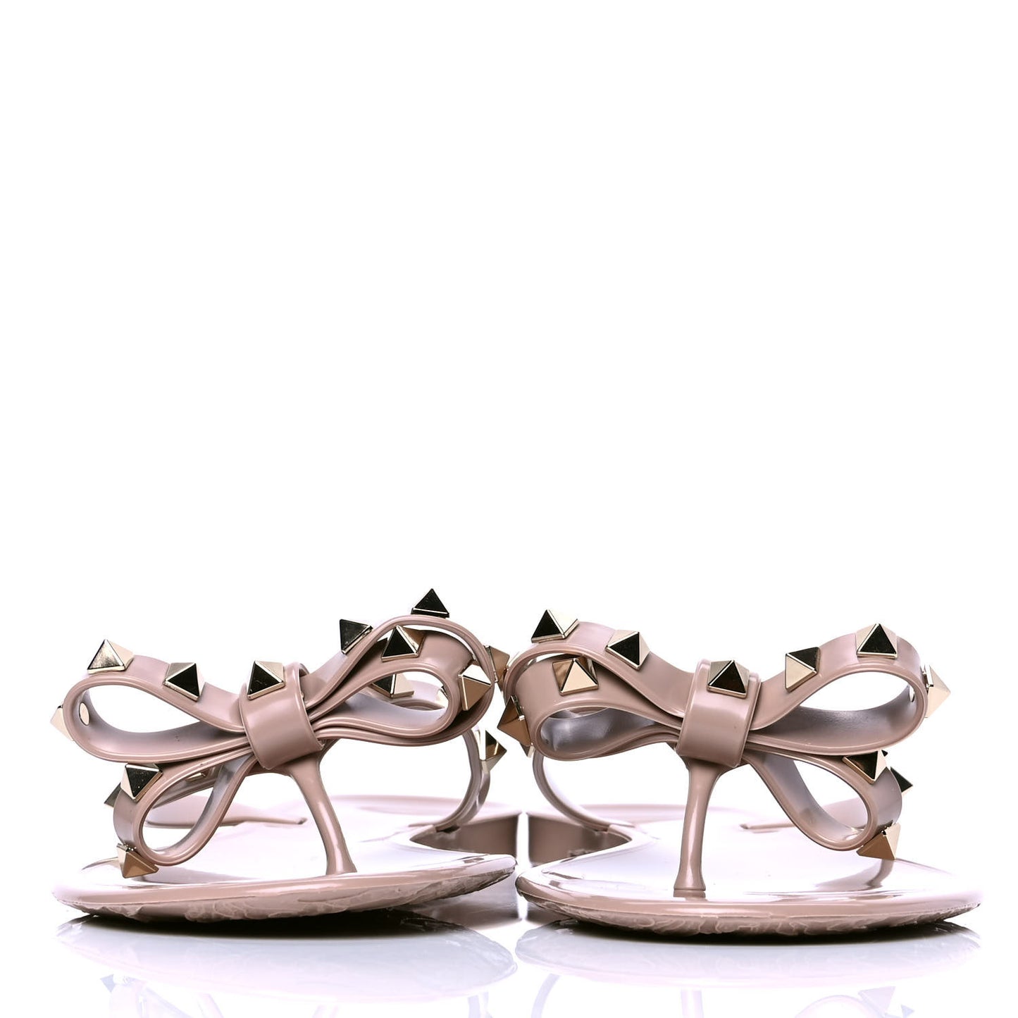 PVC Jelly Rockstud Bow Thong Sandals 39 Poudre