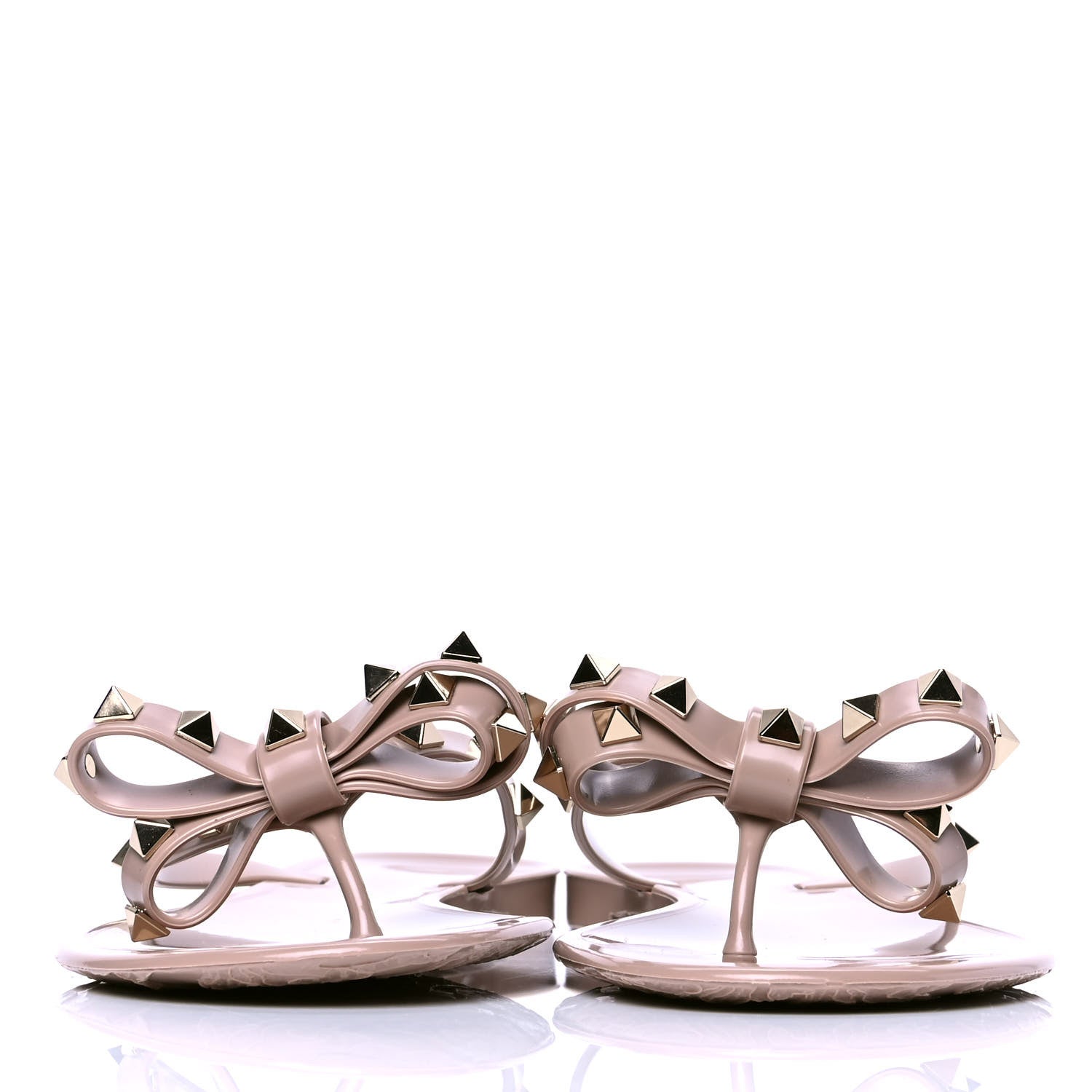 Valentino Garavani PVC Jelly Rockstud Bow Thong Sandals 39 Poudre 2 of 4