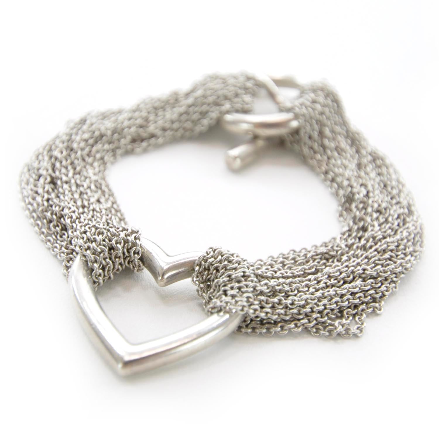 Tiffany Sterling Silver Heart Mesh Bracelet 1 of 3