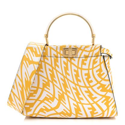 Fendi X SARAH COLEMAN Vitello Liberty Shiny Nappa Plexiglass FF Vertigo Mini Peekaboo Iconic Satchel Mimosa White 1 of 14