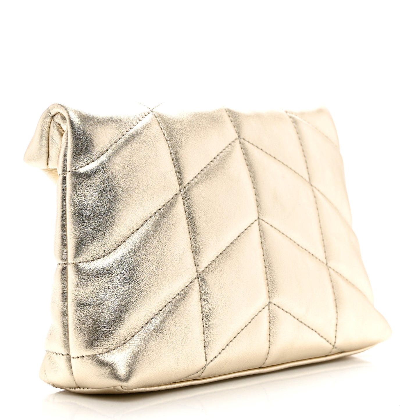 Metallic Lambskin Monogram Loulou Puffer Pouch Clutch Gold