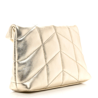 Saint Laurent Metallic Lambskin Monogram Loulou Puffer Pouch Clutch Gold 3 of 6