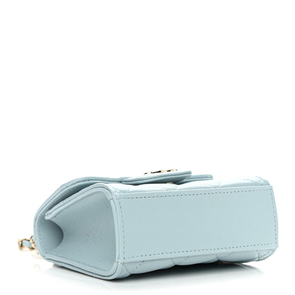 Chanel Lambskin Quilted Top Handle Flap Clutch With Chain Light Blue 3 of 10