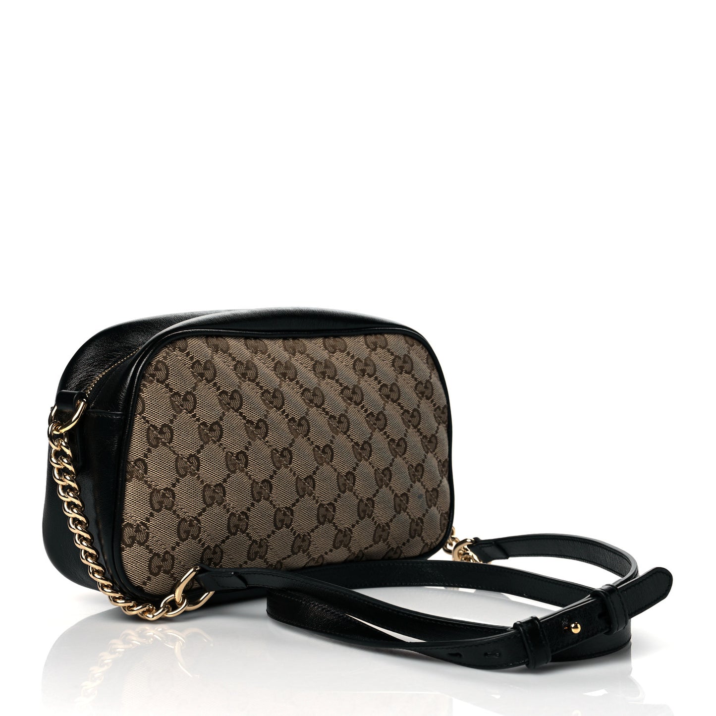 Monogram Matelasse Diagonal Small GG Marmont Chain Shoulder Bag Beige Black