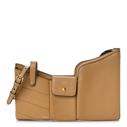 Fendi Vitello Grace Matte 3 Pocket Mini Crossbody Bag Miele Scuro 1 of 8