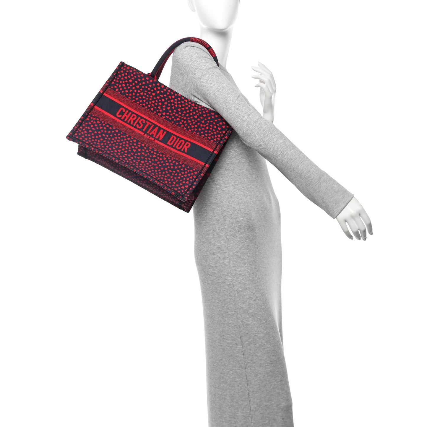 Canvas Embroidered Pop Heart I Love Paris Medium Book Tote Red Multicolor
