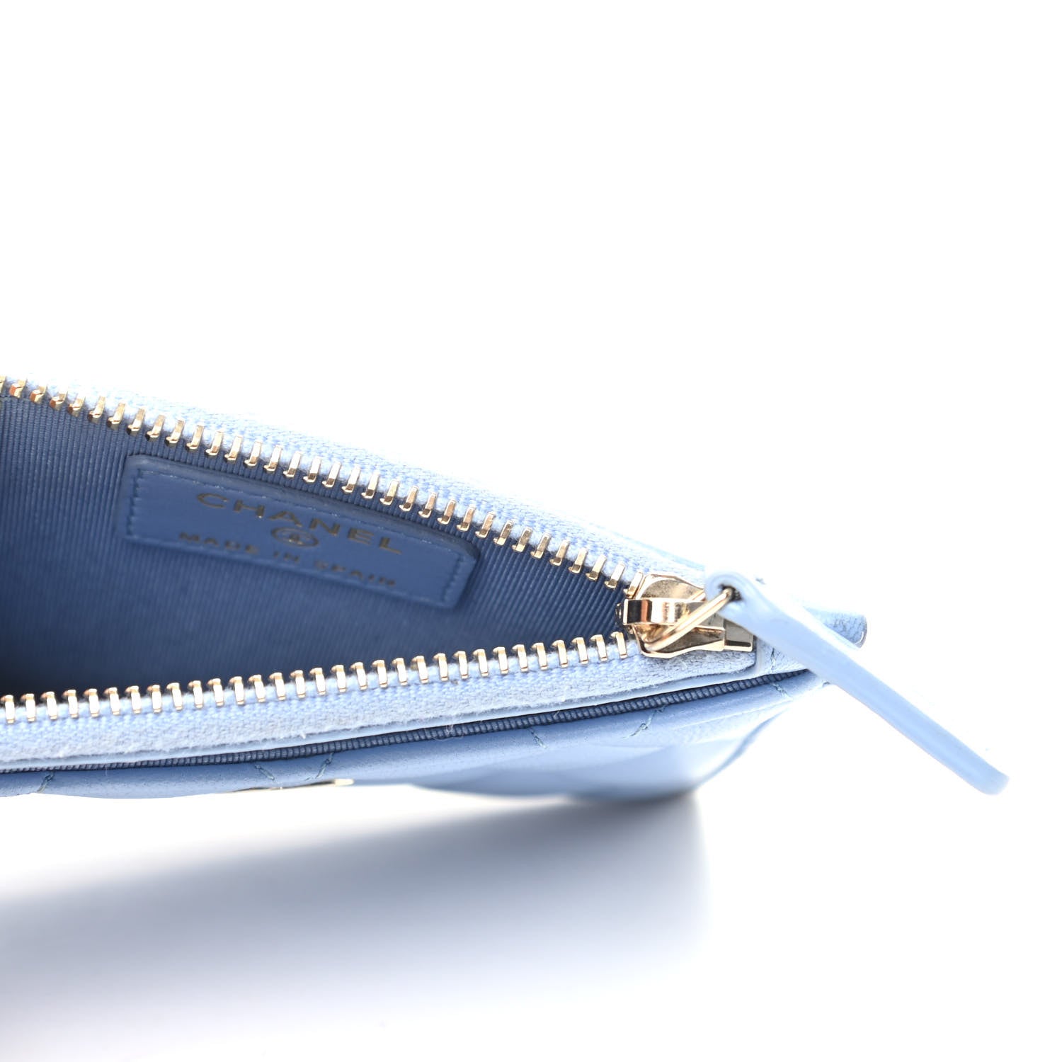 Chanel Lambskin Quilted CC Zip Card Holder Light Blue 5 of 8