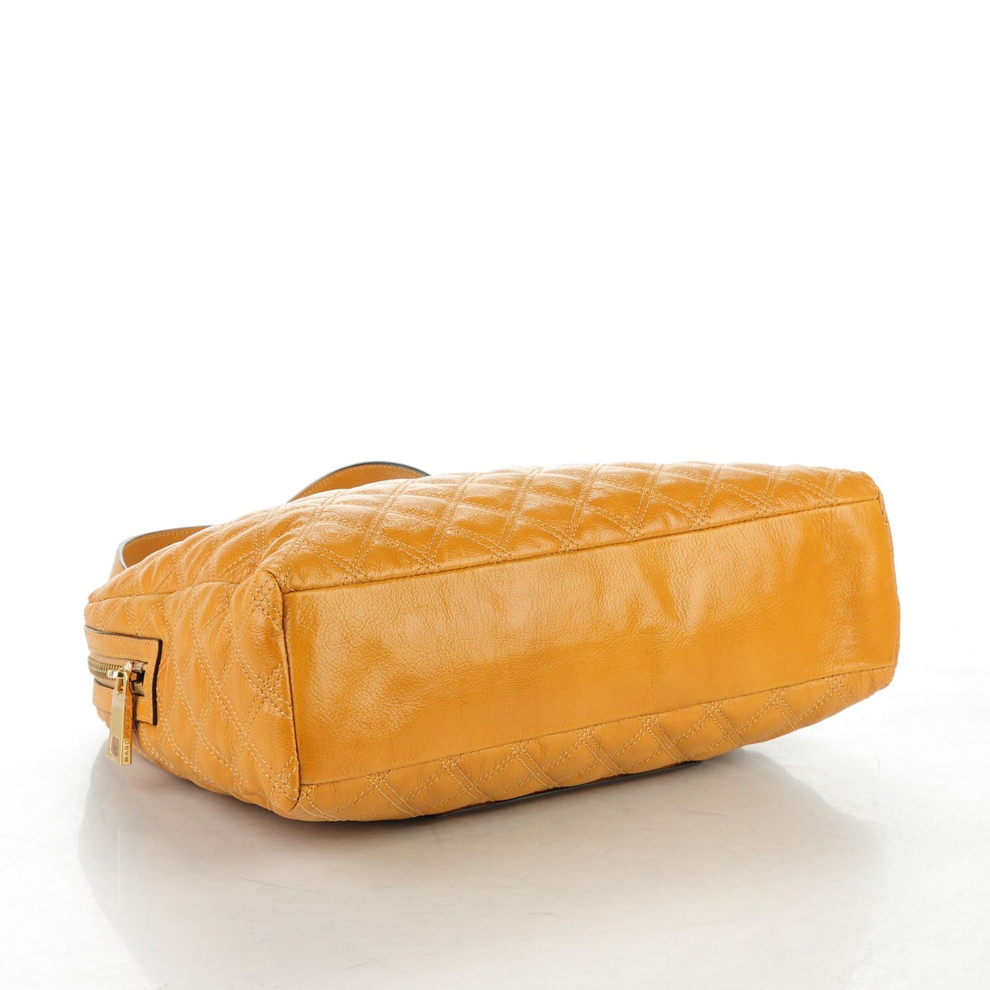 Lacquered Goatskin Quilted Karlie Satchel Camel