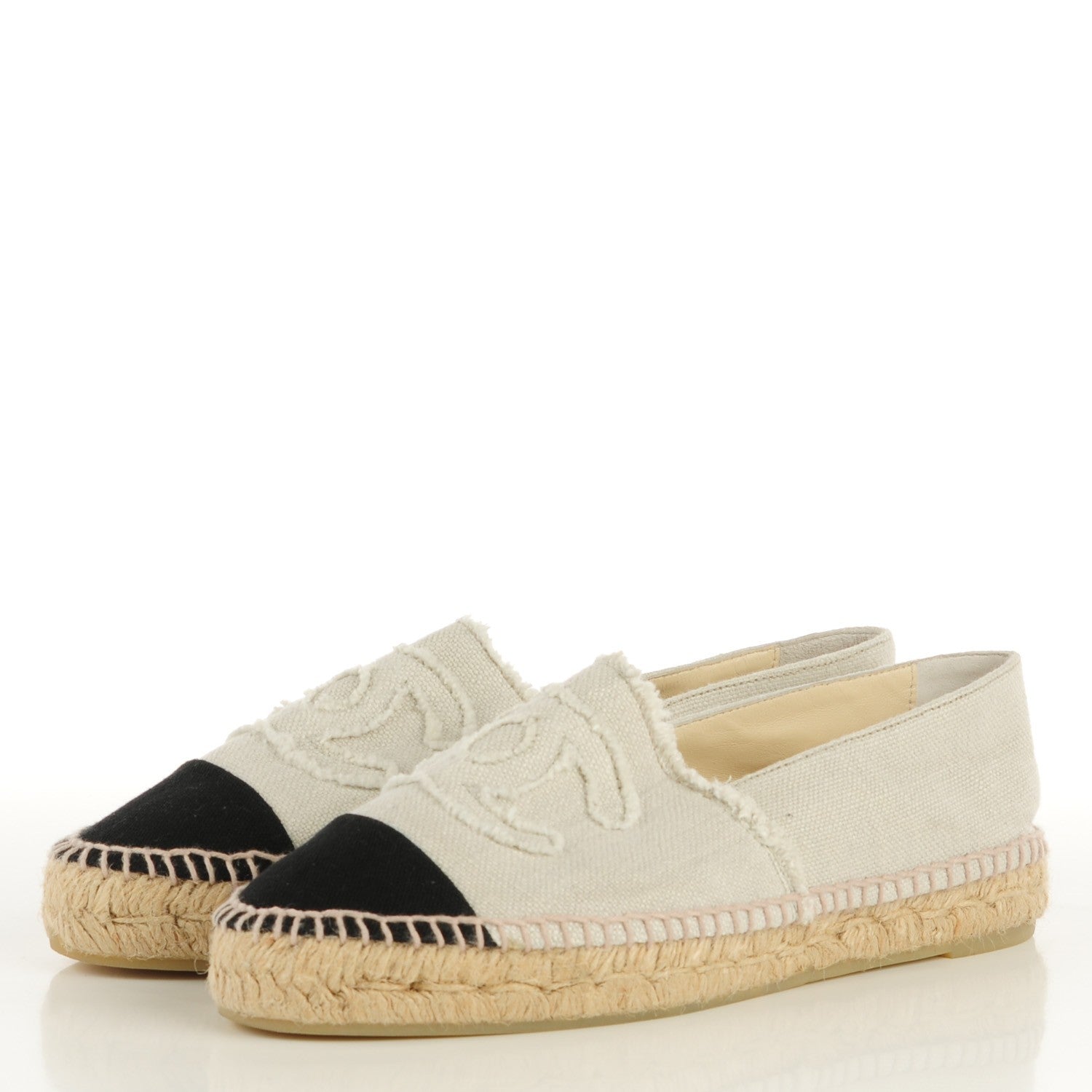 Chanel Toile CC Espadrilles 41 Beige Black 4 of 10
