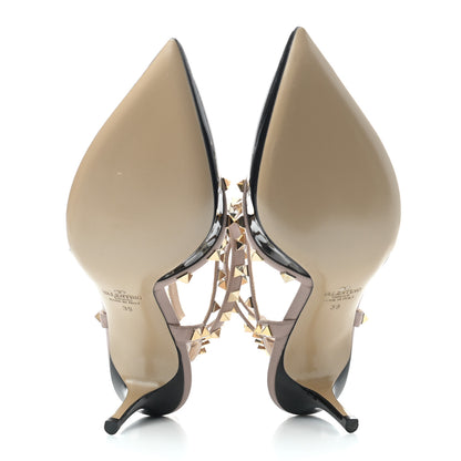 Valentino Garavani Patent Nappa Rockstud Ankle Strap 65mm Pumps 39 Black Poudre 5 of 7
