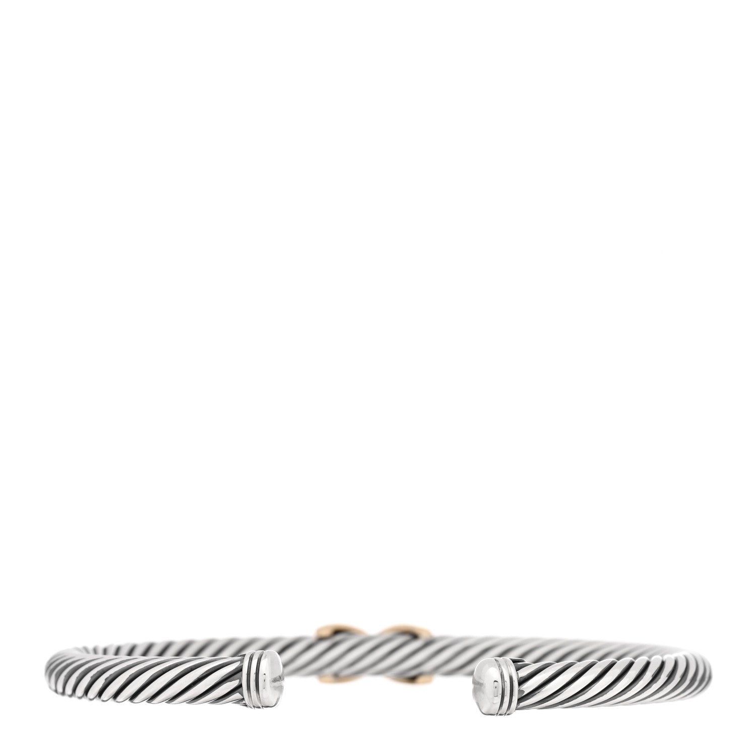 David Yurman Sterling Silver 14K Yellow Gold 5mm X Station Cable Bracelet 2 of 3