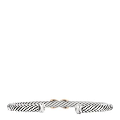 David Yurman Sterling Silver 14K Yellow Gold 5mm X Station Cable Bracelet 2 of 3
