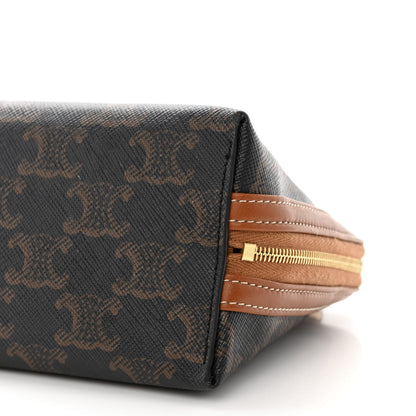 Celine Triomphe Canvas Lambskin Clutch On Chain Tan 10 of 11