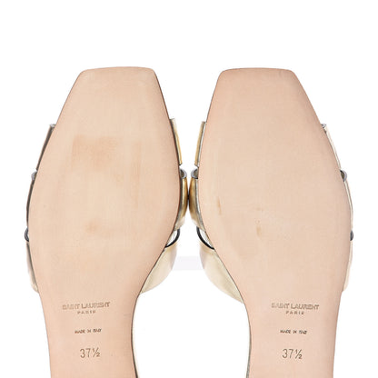 Saint Laurent Calfskin Tribute 05 Slide Sandals 37.5 Gold 8 of 9