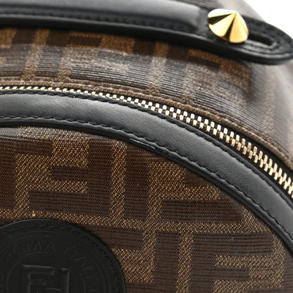 Fendi Glazed Fabric Vitello Century FF 1974 Stamp Patch Mini Backpack Mogano Panna Black 11 of 11