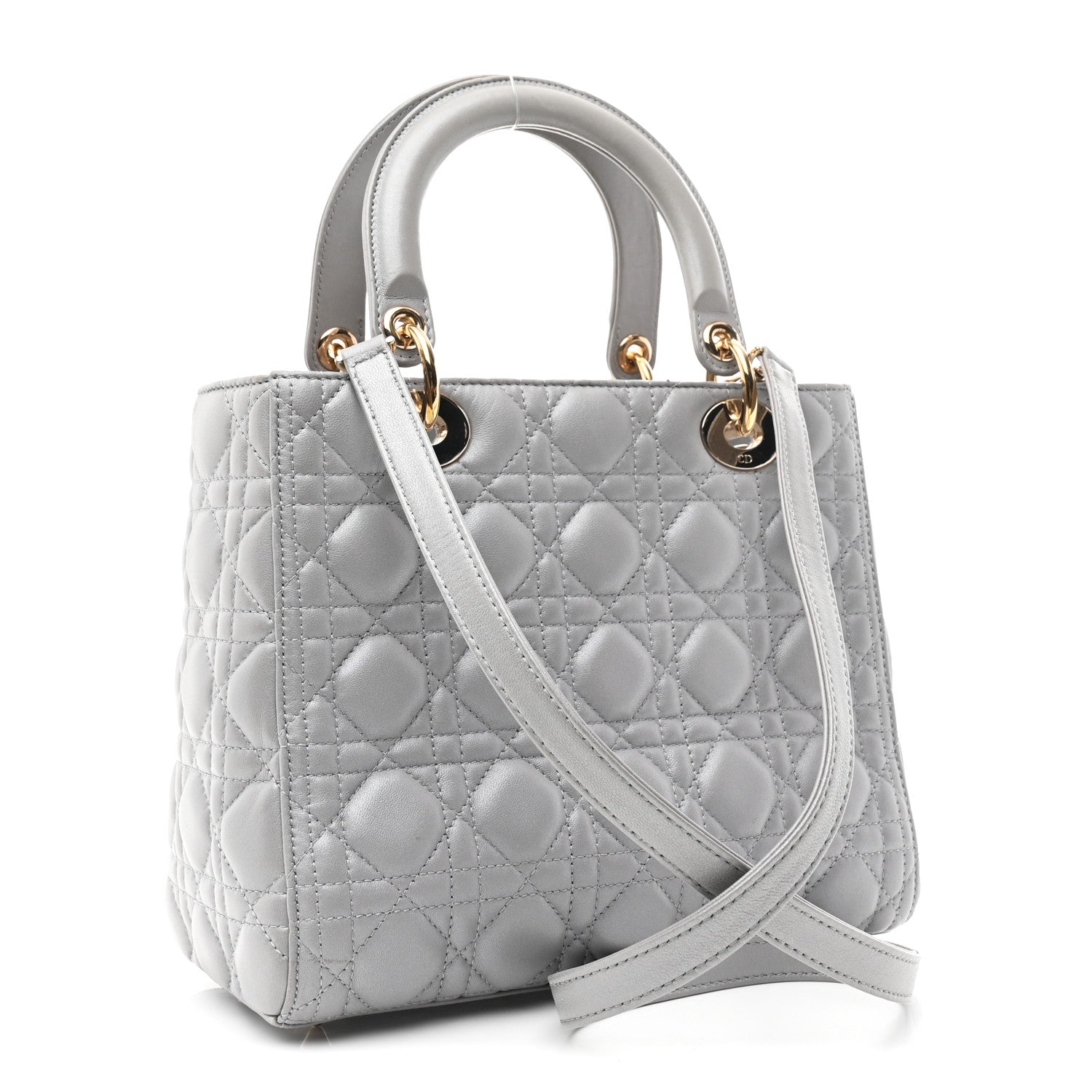 Christian Dior Lambskin Cannage Medium Lady Dior Grey 3 of 10