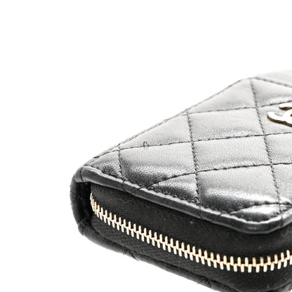 Chanel Lambskin Quilted Zip Card Holder Black 11 of 12