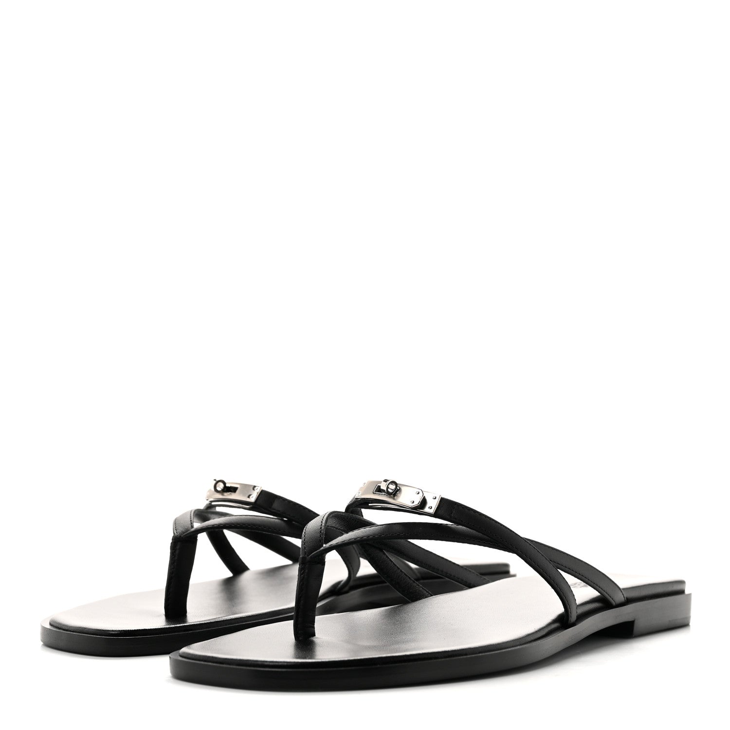 Hermes Calfskin Miss Sandals 38 Black 4 of 9