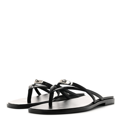 Hermes Calfskin Miss Sandals 38 Black 4 of 9