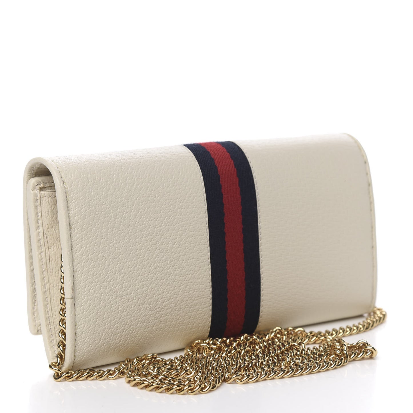 Textured Calfskin Web Ophidia Wallet On Chain Mystic White