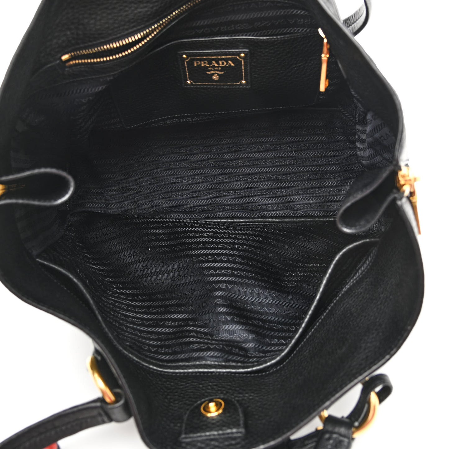 Vitello Daino Side Zip Tote Black