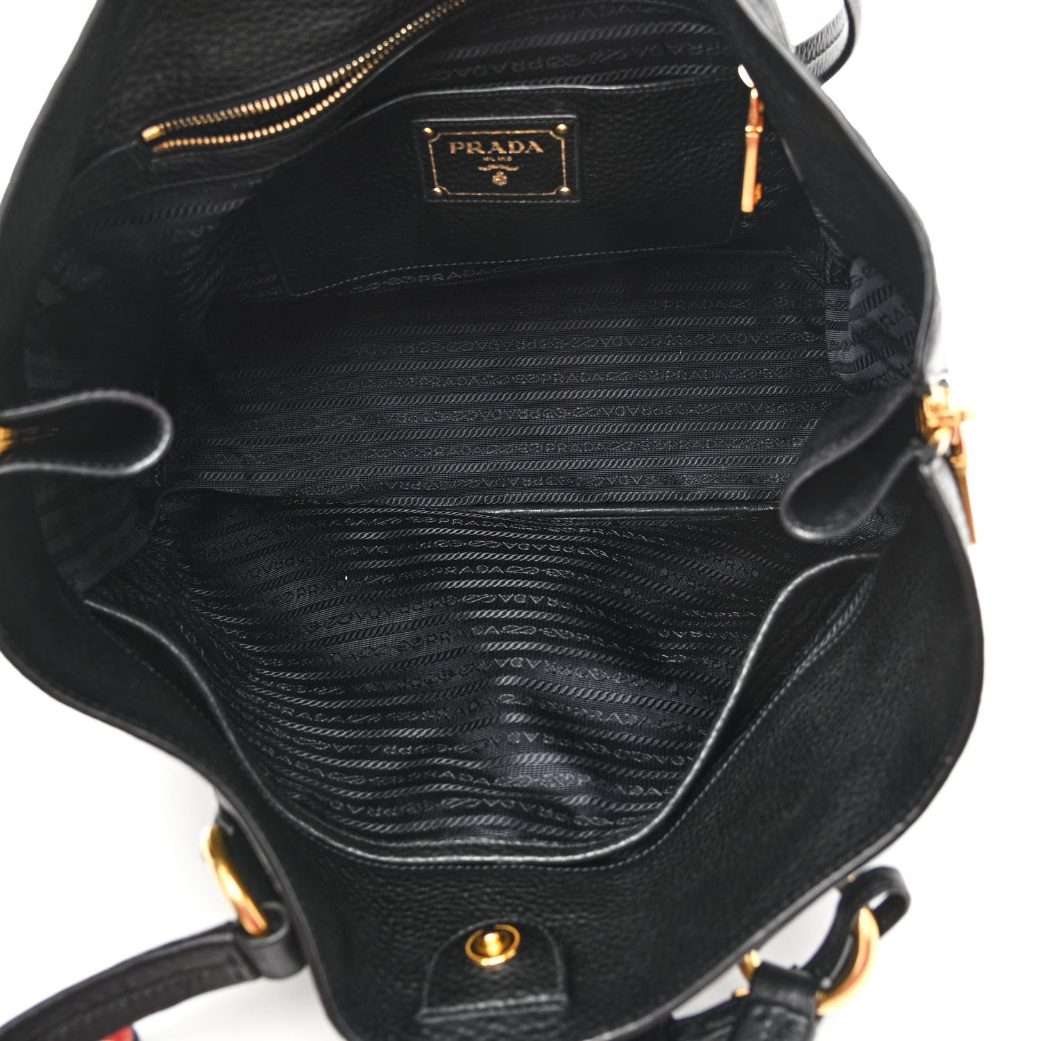 Prada Vitello Daino Side Zip Tote Black 4 of 12