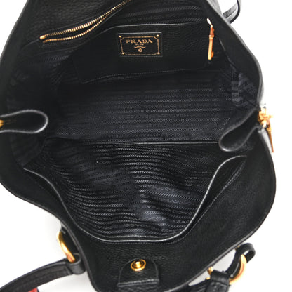 Prada Vitello Daino Side Zip Tote Black 4 of 12