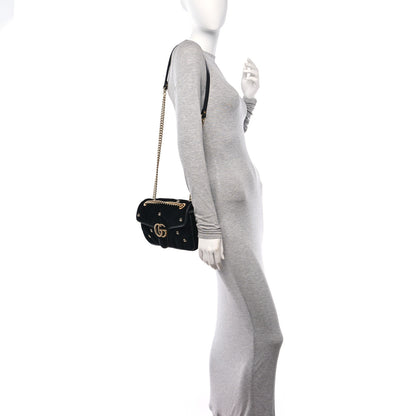 Gucci Velvet Matelasse Double G Studs Small Torchon GG Marmont Shoulder Bag Black 2 of 11