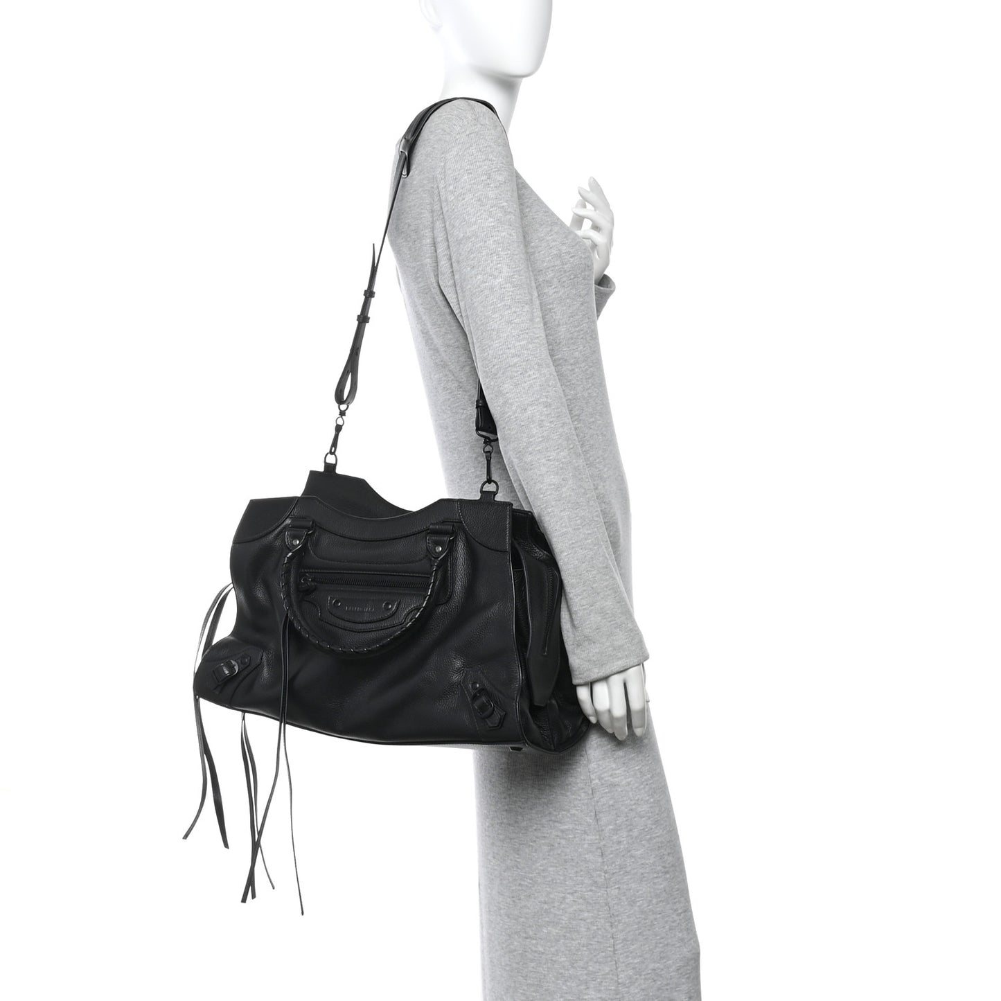 Grained Calfskin Neo Classic Black Hardware Medium City Black