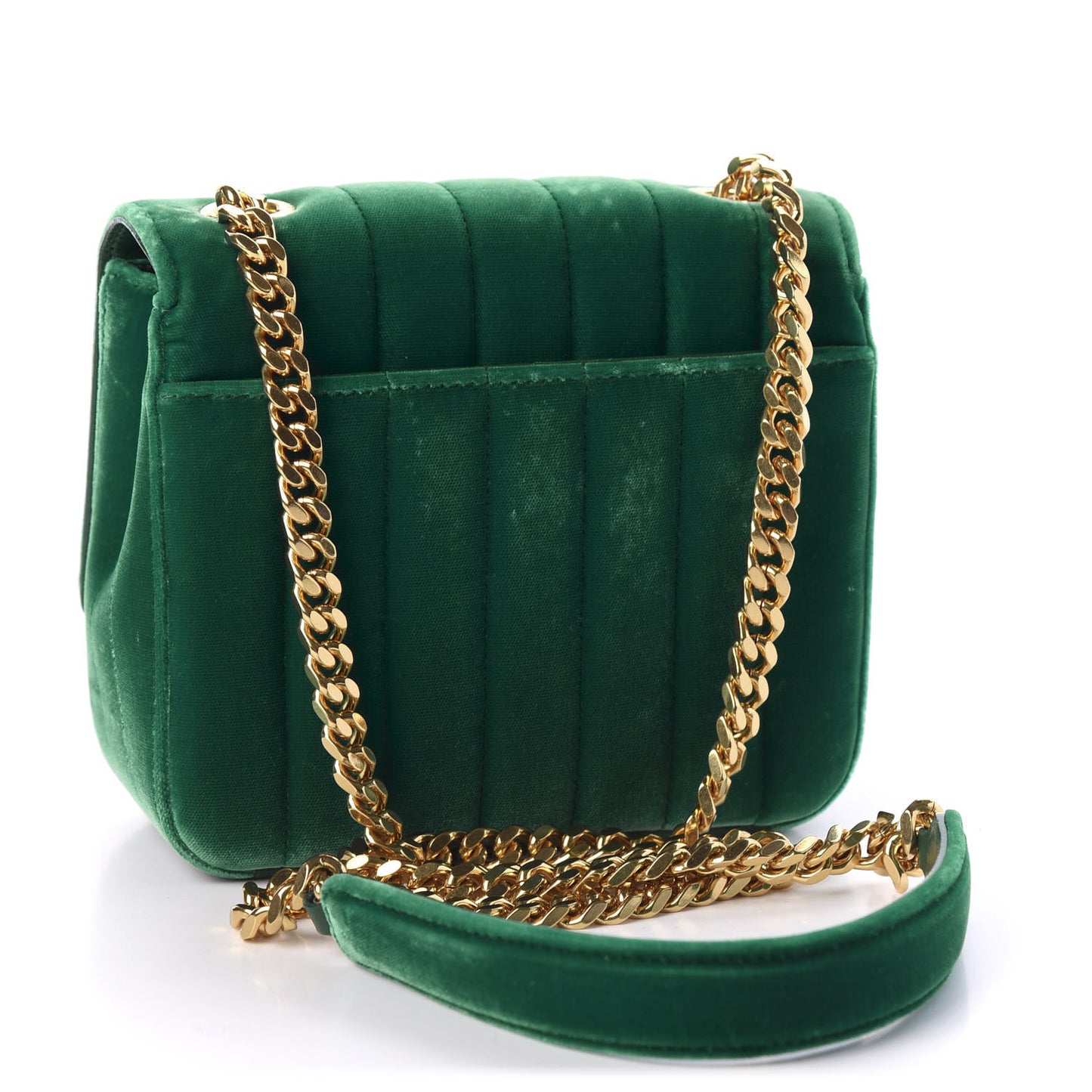 Velvet Matelasse Small Vicky Chain Bag Deep Malachite