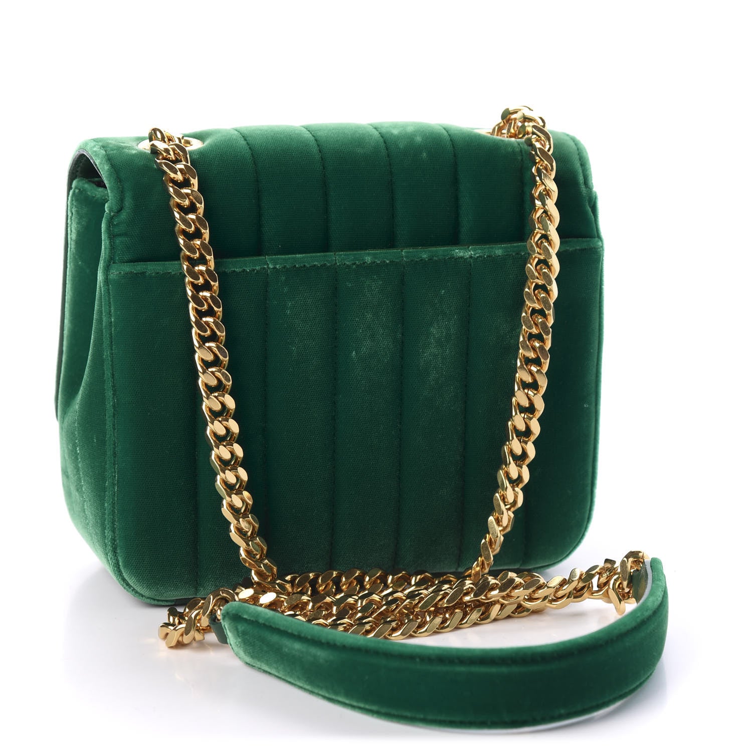 Saint Laurent Velvet Matelasse Small Vicky Chain Bag Deep Malachite 2 of 10