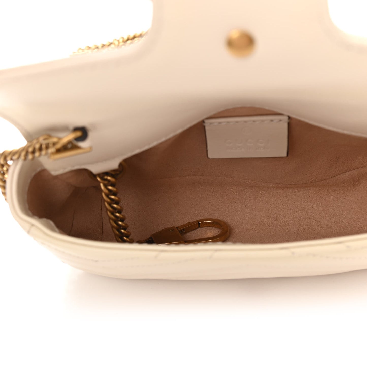 Calfskin Matelasse Super Mini GG Marmont Shoulder Bag White