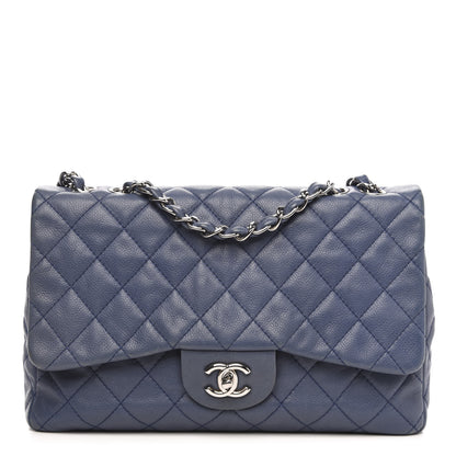 Chanel Caviar Quilted Jumbo Single Flap Dark Blue 1 of 13