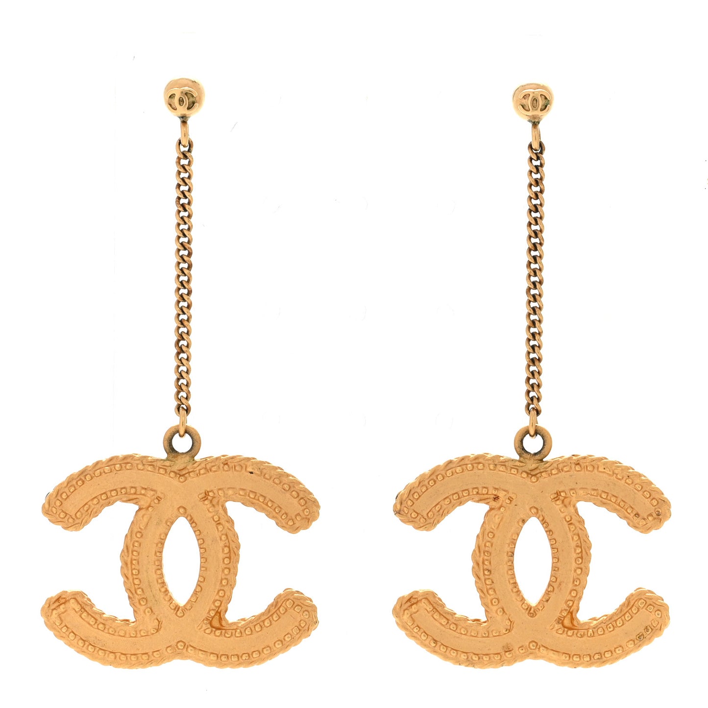 CC Drop Earrings Matte Gold