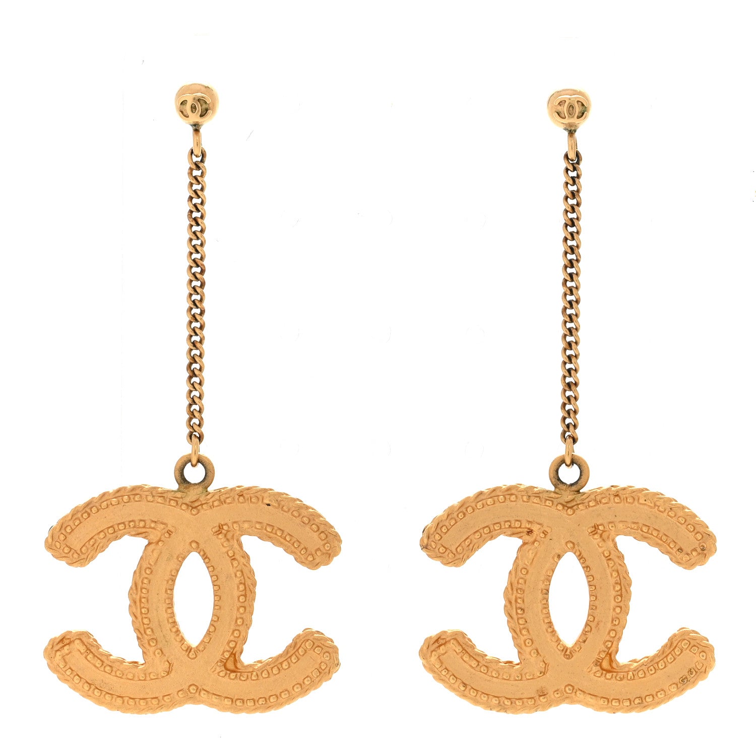 Chanel CC Drop Earrings Matte Gold 1 of 5