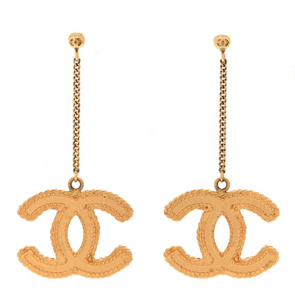 Chanel CC Drop Earrings Matte Gold 1 of 5