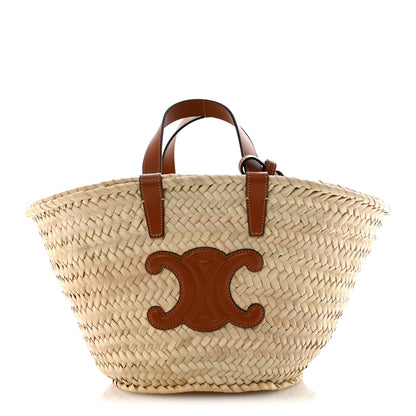 Celine Palm Leaf Calfskin Triomphe Teen Panier Tan 1 of 11