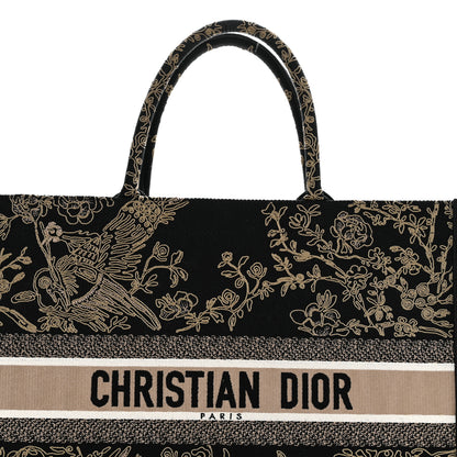 Christian Dior Canvas Embroidered Large Ornamental Cornely Book Tote Black Beige 8 of 11