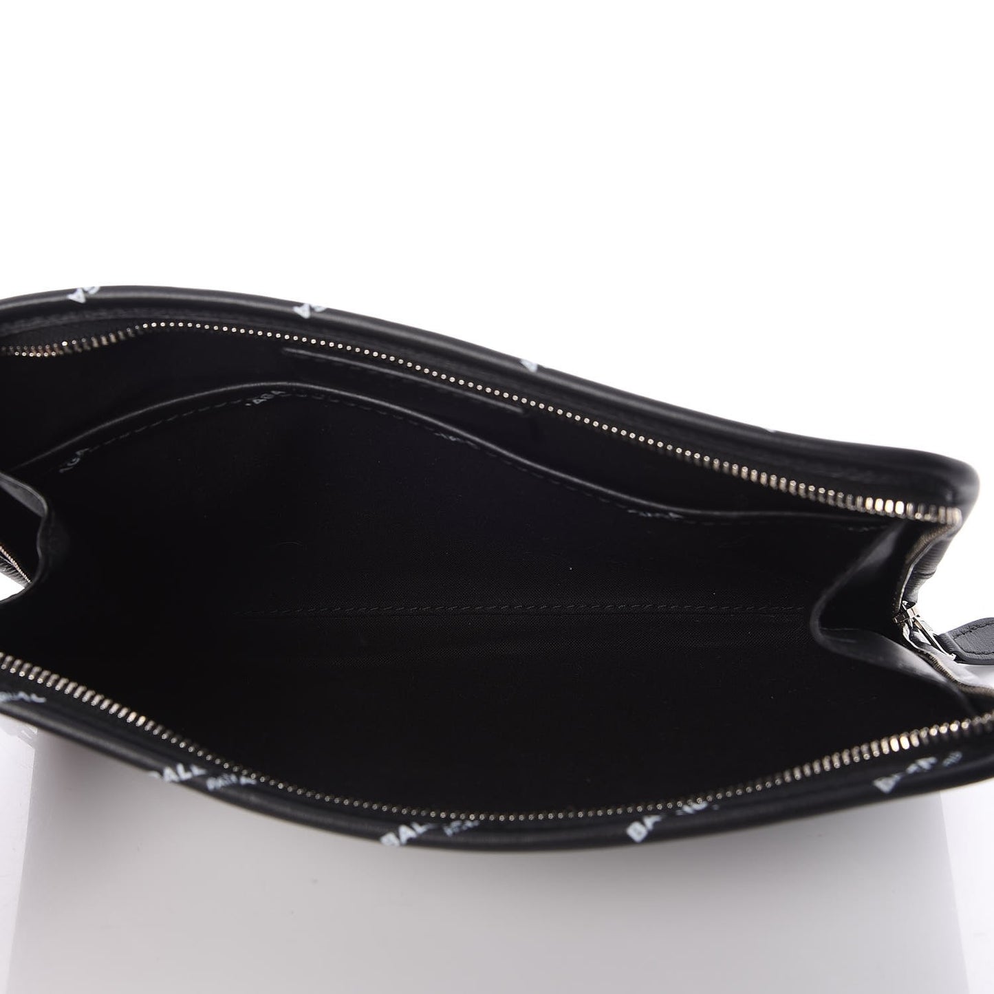 Calfskin Allover Logo Mini Bazar Pouch Black White