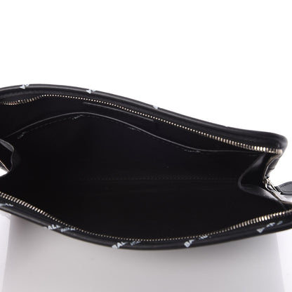 Balenciaga Calfskin Allover Logo Mini Bazar Pouch Black White 5 of 7