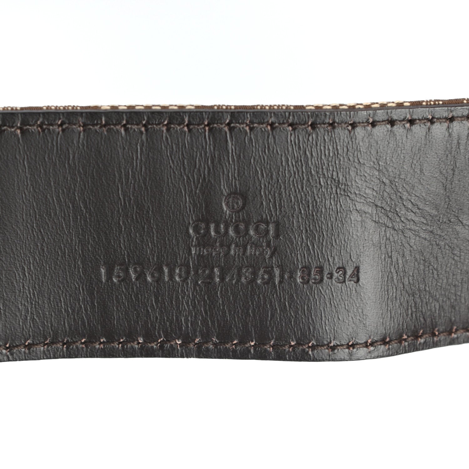 Gucci Monogram Horsebit Buckle Belt 85 34 Dark Brown 5 of 5