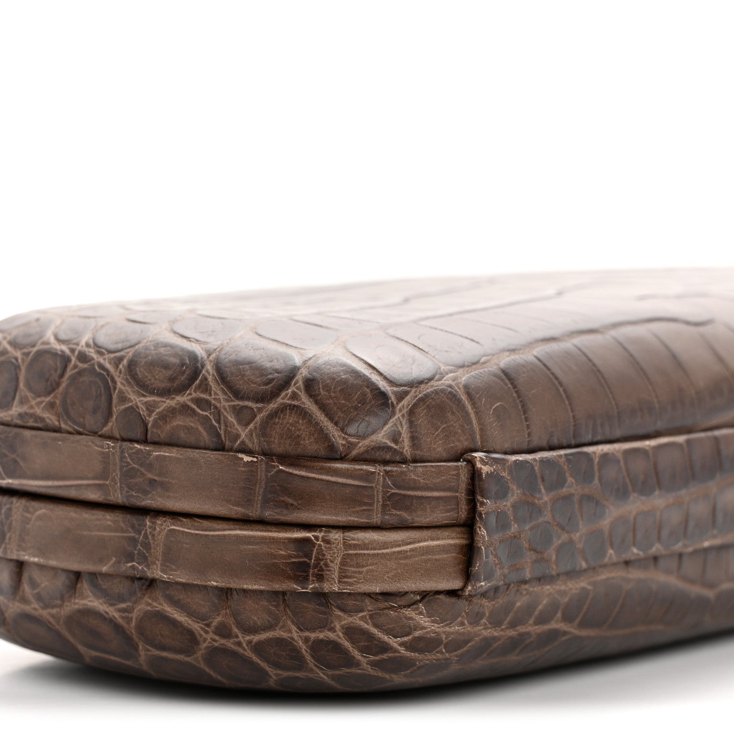 Bottega Veneta Crocodile Stretch Knot Clutch Brown 8 of 12