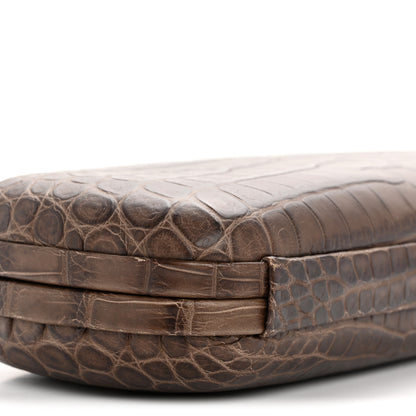 Bottega Veneta Crocodile Stretch Knot Clutch Brown 8 of 12