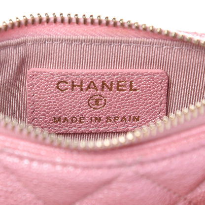 Chanel Iridescent Caviar Quilted Flap Zip Card Holder Pink 6 of 8