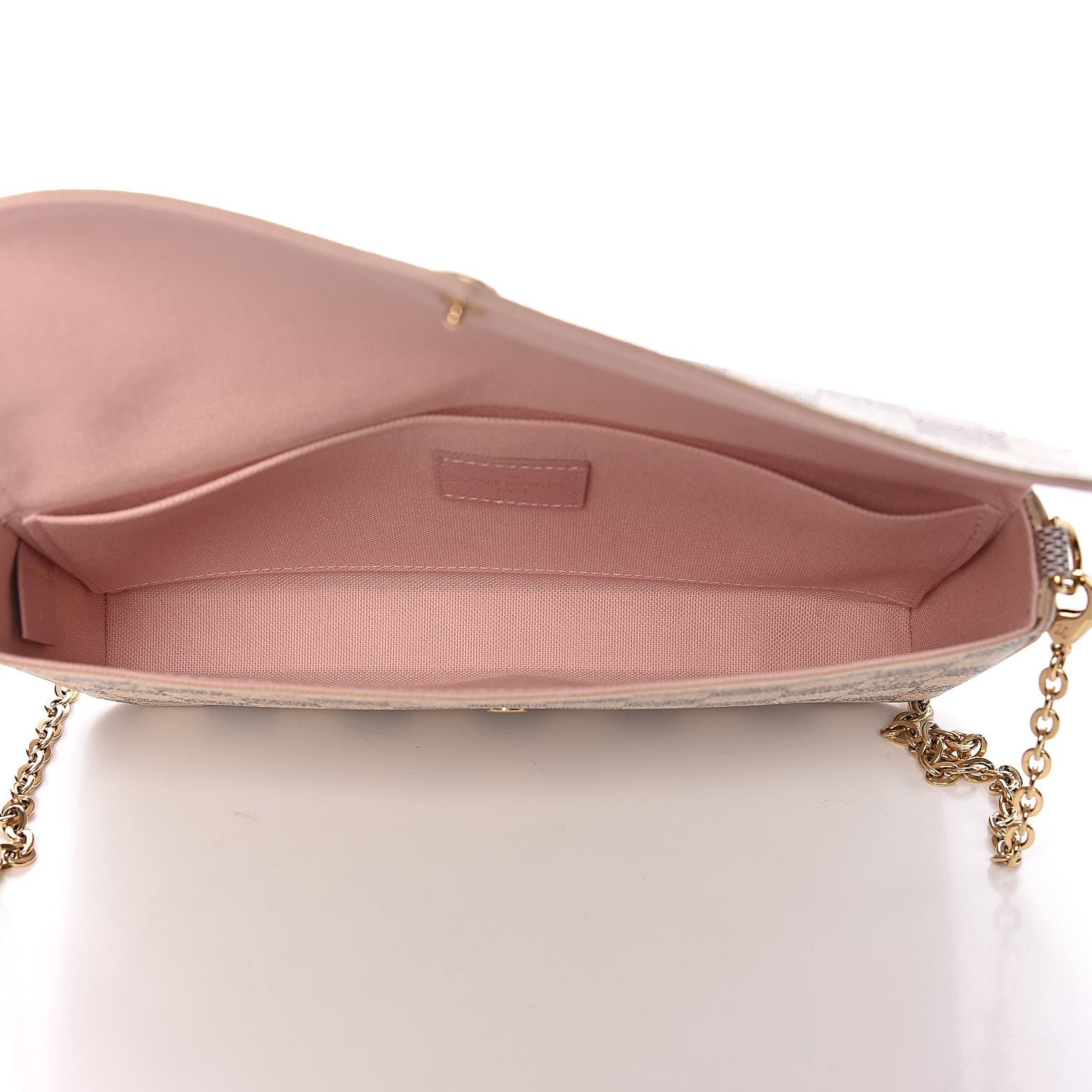 Louis Vuitton Damier Azur Pochette Felicie Chain Wallet Rose Ballerine 6 of 14